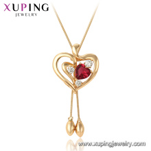 44980 Xuping 18k plaqué or Ruby coeur forme de pierres précieuses collier pendentif